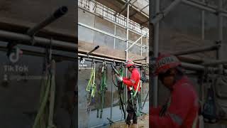 Celebrity simpling full body harness inspection at color coding.. Wealth