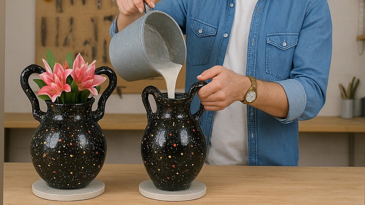 Tutorial on making a vase with scrap cardboard and plaster, step by step tutorial