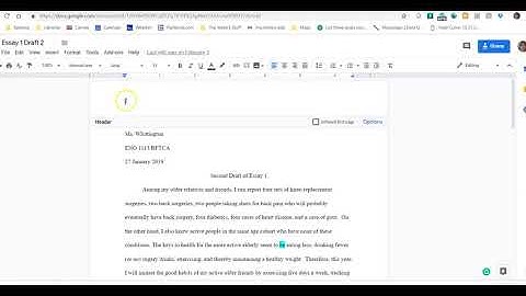 Running Header on a Google Doc