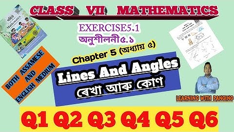 Exercise 5.1| Q1 Q2 Q3 Q4 Q5 Q6| Class VII Maths |chapter 5| Line And Angles| Eng & Ass Lang|Part 1|