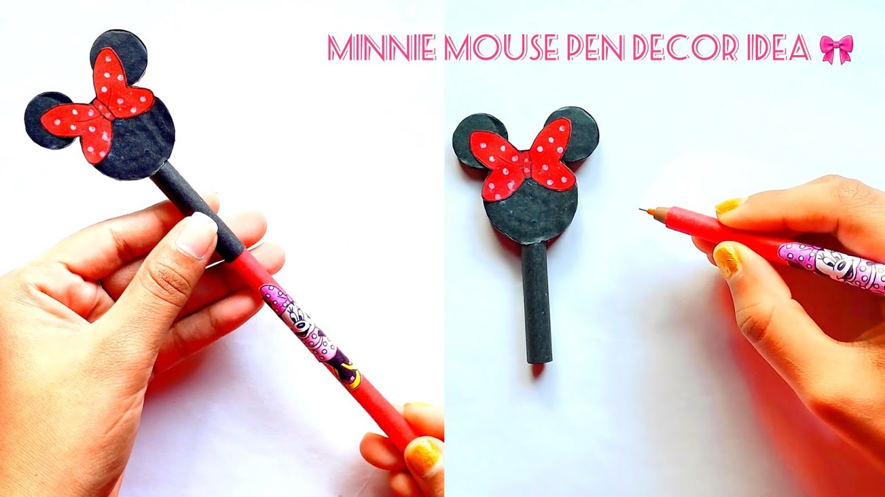 How to make Minnie Mouse Pen Decoration || DIY Minnie Mouse Pen Decor ...