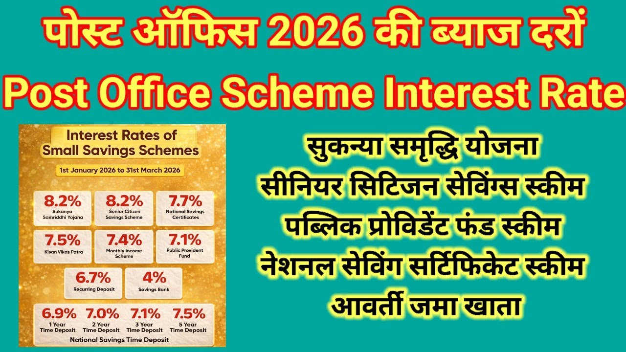 Post Office New Interest Rates 2026।। Small Saving Schemes Latest Rate Of Interest।।
