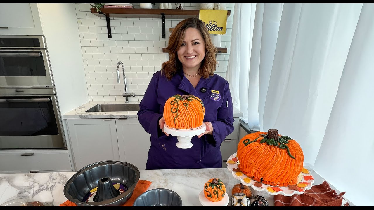 Хитрость по украшению торта: тыквенный торт с центральной частью в трёх размерах (с использование...