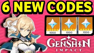 6 NEW GENSHIN IMPACT CODES - GENSHIN IMPACT REDEEM CODES - CODE GENSHIN IMPACT