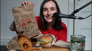 Eating A&W Chubby Chicken Cruncher & Onion Rings ~ Whispered ASMR
