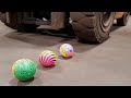 EXPERIMENT CAR VS RAINBOW BALLS Crushing Crunchy Soft Things By Car