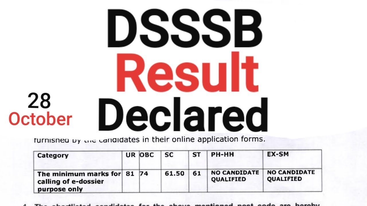 DSSSB RESULT DECLARED 76/14 2019