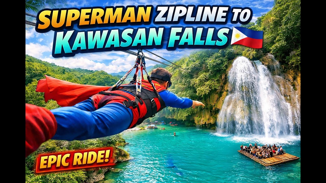 Flying “SUPERMAN” Zipline to Kawasan Falls, Cebu 🇵🇭 (Insane Views!)