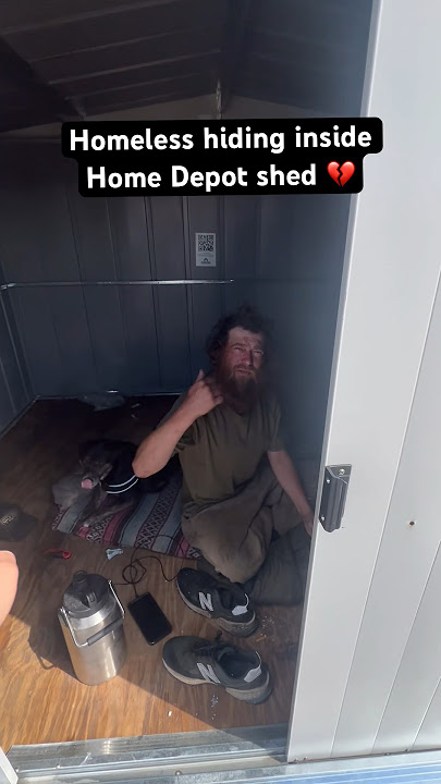 Man & his dog hiding inside Home Depot shed #homeless #dog #shorts