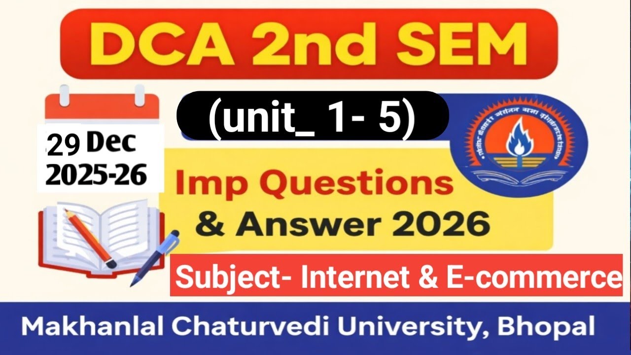 29 Dec 2025 के लिए महत्वपूर्ण/DCA 2nd sem sub- Internet & E-commerce (unit 1-5) tak imp ques & Ans 