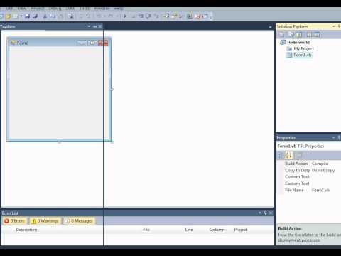 Very Simple Hello World Program in Visual Basic -  Windows Forms Application