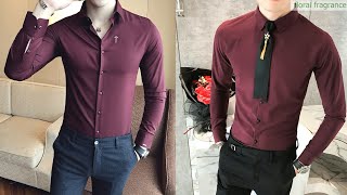 Men's maroon shirt with matching pants 