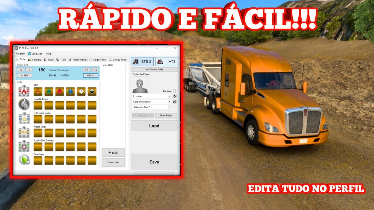 COMO EDITAR O PERFIL NO ETS2 / ATS USANDO O TS TOLL - ETS2 1.42