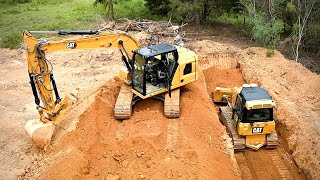 YOU CAN’T HAVE A POND WITHOUT A DAM! LET’S BUILD THIS THING… CAT 313 CAT D5