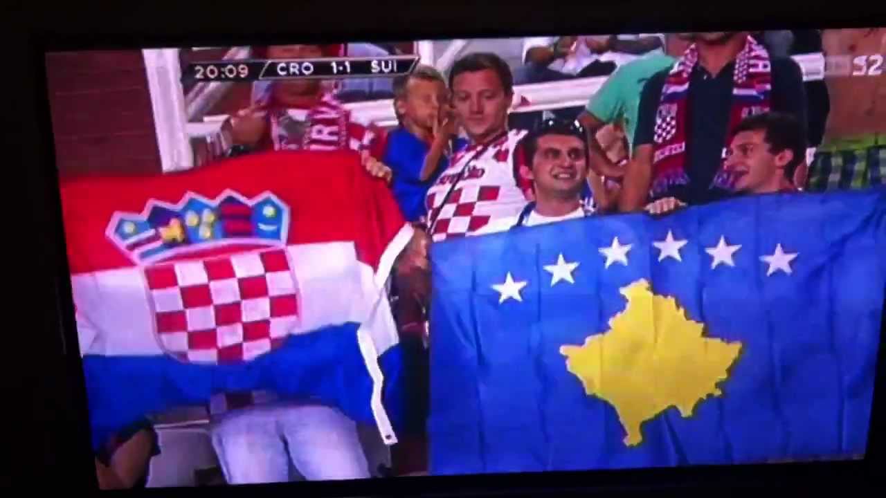 Kosovo Flag in Croatia vs Switzerland match! - YouTube