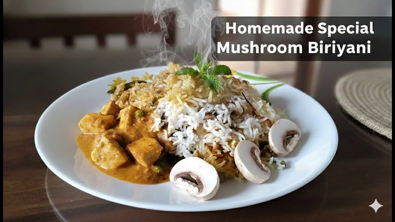 Home Style Mushroom Biryani | Pure Veg, Full Flavor