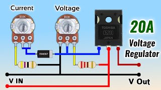 Simple voltage &amp; current regulator using single Transistor 20A