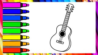 How to Color a Guitar Easy Guitar Coloring Page for Kids