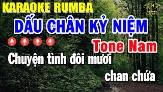 Dấu Chân Kỷ Niệm Karaoke Tone Nam ( Dm ) Nhạc Sống Rumba | Trọng Hiếu