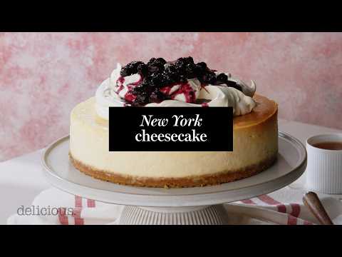 New York cheesecake with sour cream and jammy blueberries recipe | delicious. Australia