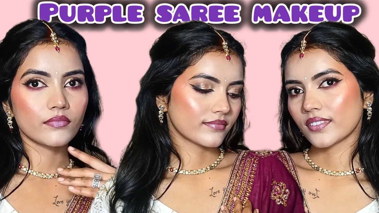 Purple saree wedding guest look 💜 👀 