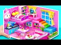 DIY Miniature Cardboard House #11 | Build Wonderful 2-Storey Pink House from Cardboard for a Family