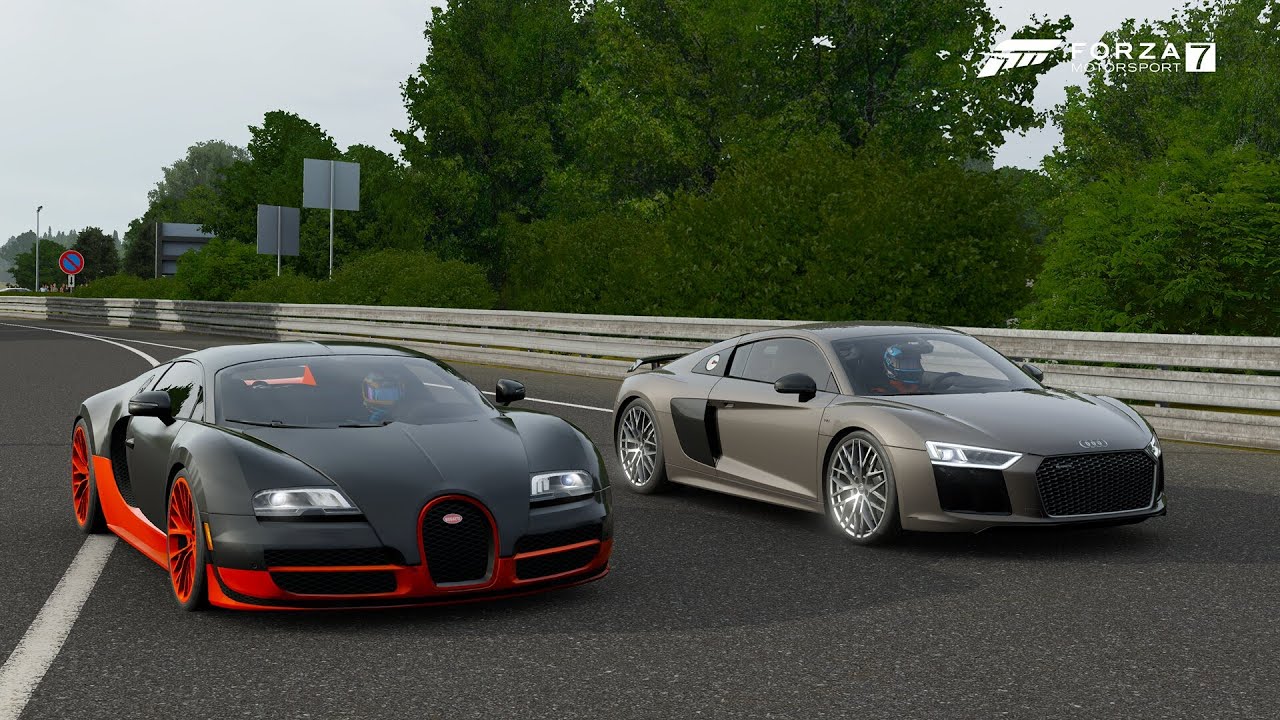Forza 7 Drag race: Bugatti Veyron SS vs Audi R8 V10 Plus (Maxed out ...