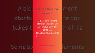 What is a Block Level Element? | HTML Interview Question for Beginners #html #interviewquestions