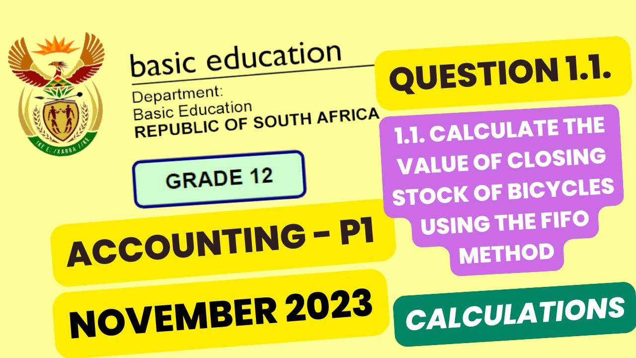 Grade 12 - Accounting Paper 1 - November 2023 - Question 1.1. Memo ...