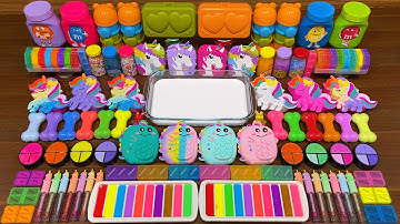 RAINBOW UNICORN!!! Mixing random into GLOSSY slime !!!Satisfying Video #183