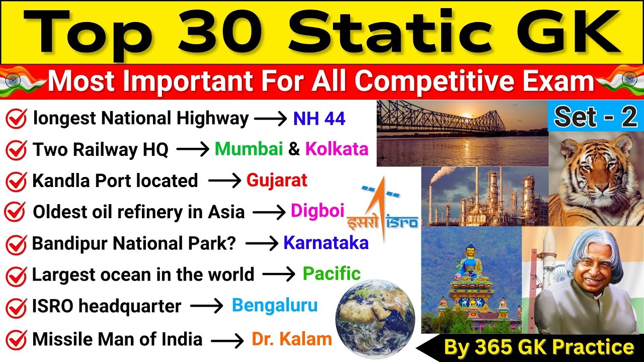 Top 30 India Static GK Questions and Answer | General knowledge Questions for all competitive exam