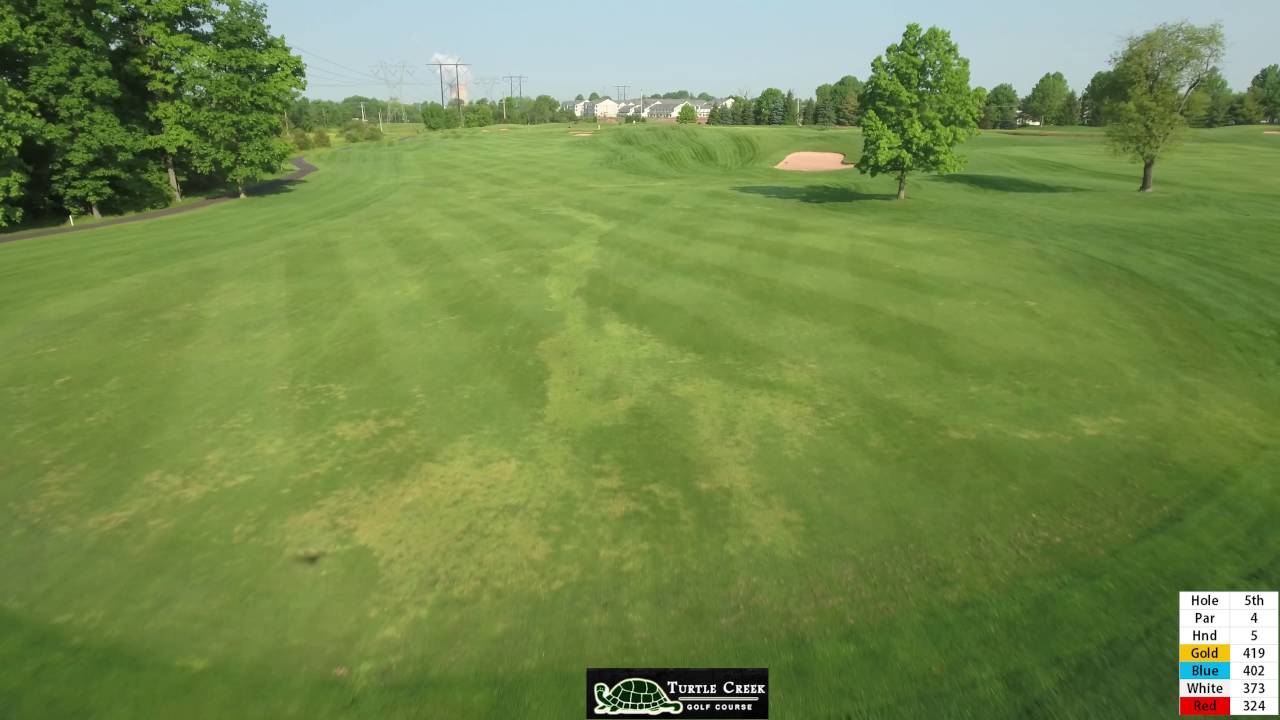 Turtle Creek Golf Course 5th hole aerial flyover video YouTube