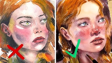 ⭐ 10 fouten bij aquarelportretten die mijn eerste schilderijen verpestten
