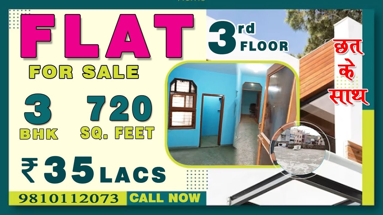 Flat for Sale in Street No.21 Zakir Nagar Delhi, 3BHK, 80Gaz, 3rd Floor