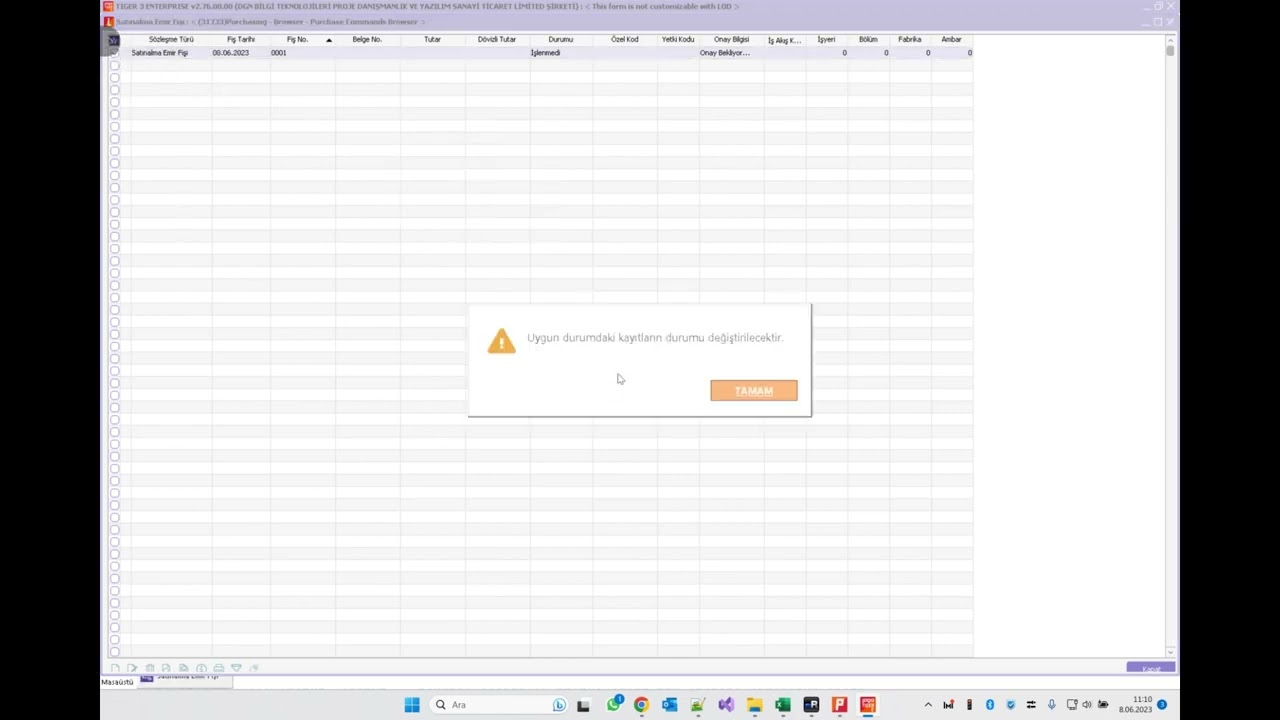 Logo Go 3 - Tiger 3 Emir ve Teklif Miktar Takibi