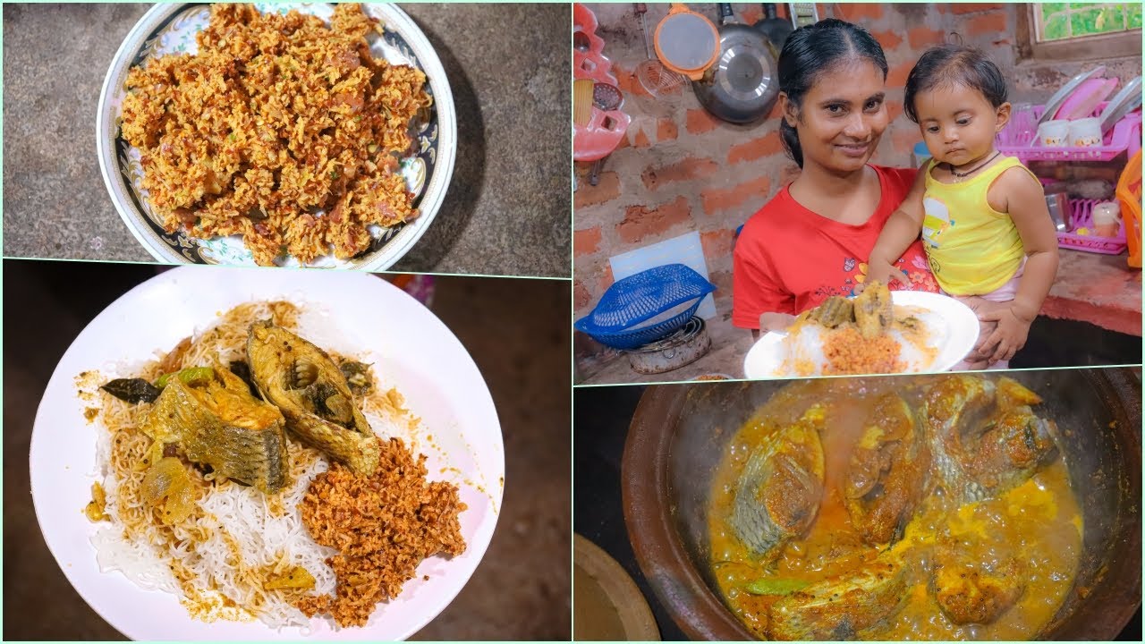 වැව් මාලු හොදි එක්ක ඉදි ආප්ප කමුද 😊 - Tank fish curry with idi aappa (a delicious meal today) 🤗