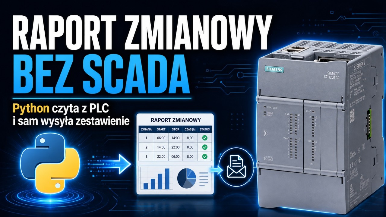 Raport zmianowy bez SCADA - Python czyta z PLC i sam wysyła zestawienie