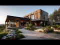 Serene Yet Strong: Modern Minimalist House with Stone & Steel Elegance