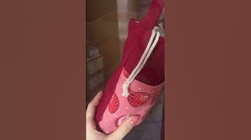 Túi vải canvas Đỏ tươi in họa tiết Dâu tây đáng iu dùng đựng bình nước cho chị em