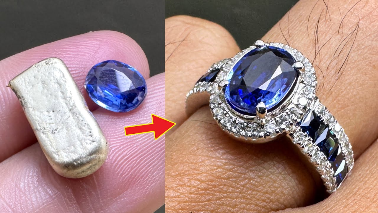 Sapphire and Diamond Ring in White Gold | KLENOTA