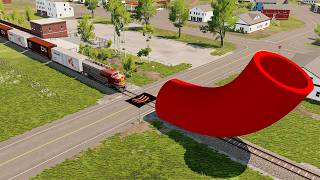 Epic Trains vs Dash Plat Speed Boost to Pipe Elbow Crashes #8 – BeamNG.drive | BeamNG High Speed screenshot 2
