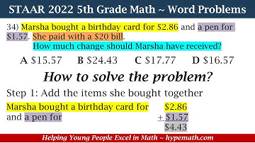 2022 STAAR Math ~ 5th Grade (Word Problems) Part 6
