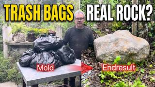 How to make realistic Fake Rocks Inexpensively using your own garbage bags. #fakerock