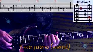 A Major Pentatonic Position 5 (3-note patters inverted)