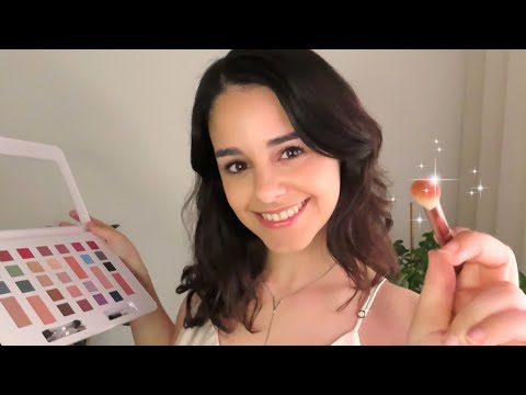 ASMR CHEERFUL Friend does your MAKEUP 💕 Fast paced personal attention roleplay