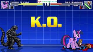 Twilight Sparkle & Godzilla VS Luke Skywalker The Jedi & Deadpool In A MUGEN Match / Battle / Fight
