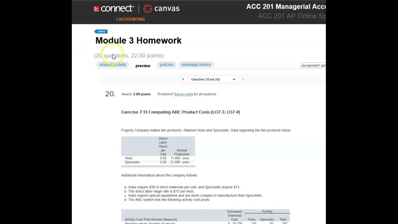 ACC 201 Module 3 Homework Problem 20 ABC System YouTube