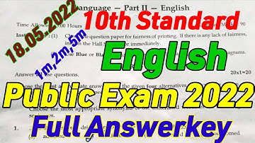 10th English Public Exam 2022 Full Detailed Answer Key| 1m,2m,5m,Grammer Answers_18.05.2022