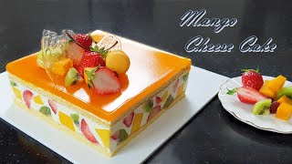 망고를 때려넣은 망고 치즈 케이크 / Fruit jelly cake / Mango cheesecake /  생과일 케이크