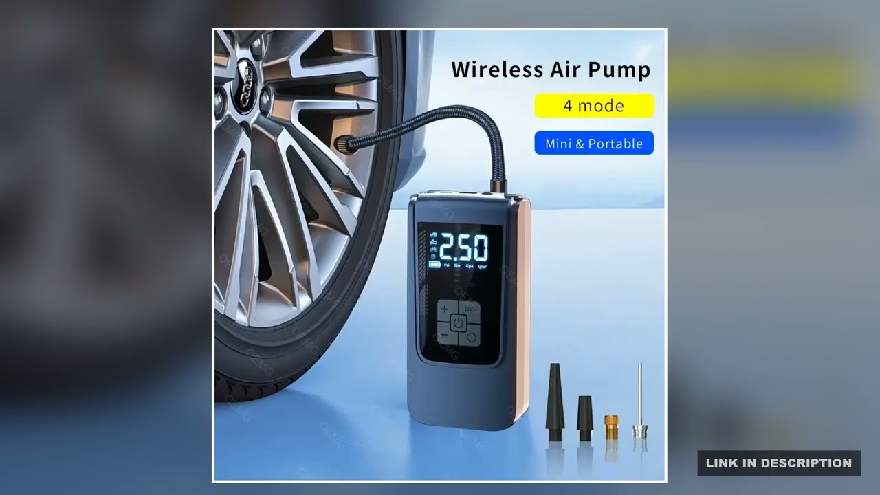 Wireless Car Air Pump Portable Air Compressor Electric Tire Inflator with LCD Digital Display for